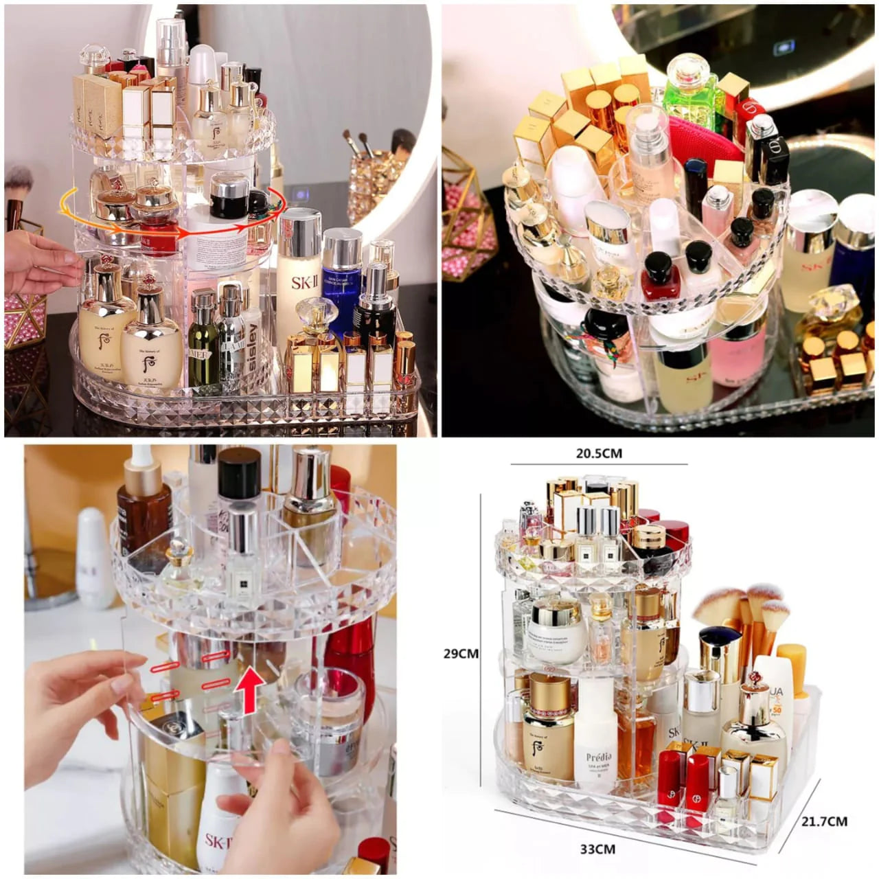 360 Rotating 2 in 1 Cosmetics Organiser