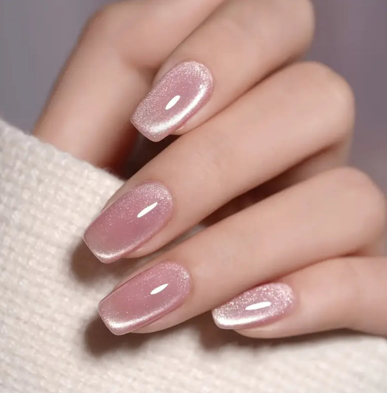 Rose Quartz Cat Eye - 24 pcs nails in one pack