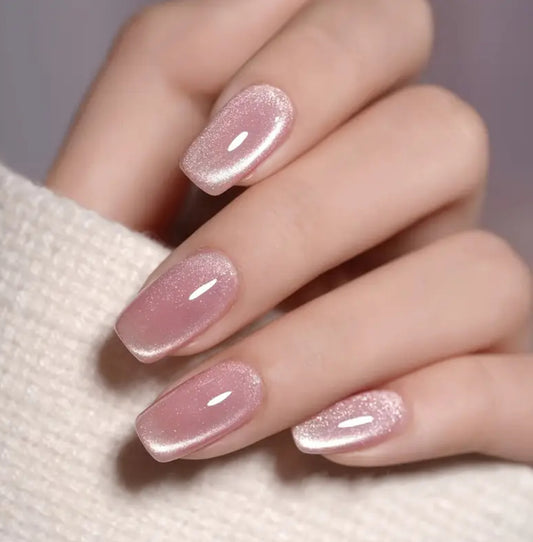 Rose Quartz Cat Eye - 24 pcs nails in one pack