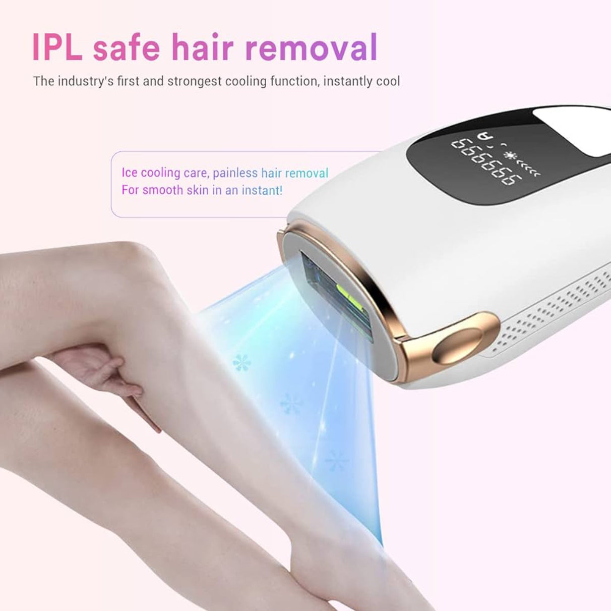 IPL Hair Removal - Ice-Cooling, Painless Laser for Women & Men, FDA Cleared, Permanent Hair Removal Device for Face & Body, 999999 Flashes with 5 Modes