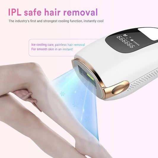 IPL Hair Removal - Ice-Cooling, Painless Laser for Women & Men, FDA Cleared, Permanent Hair Removal Device for Face & Body, 999999 Flashes with 5 Modes