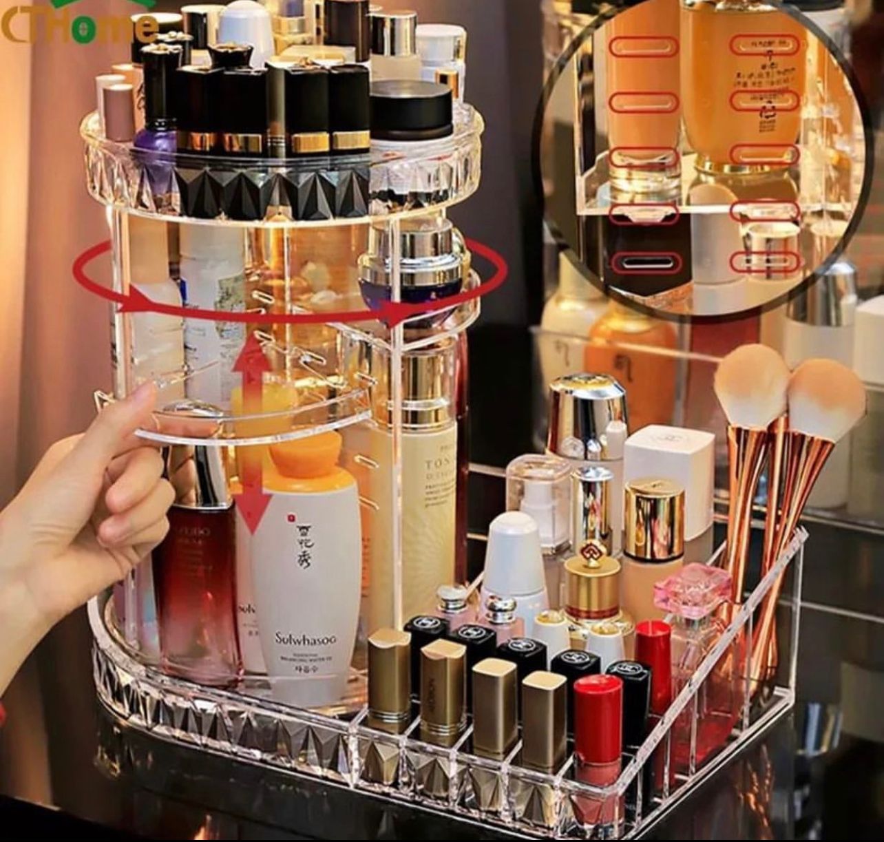 360 Rotating 2 in 1 Cosmetics Organiser