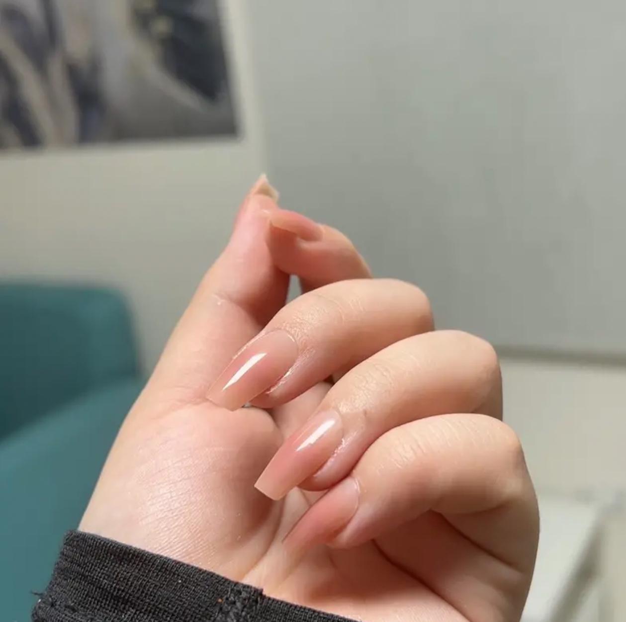 Nude medium length nails - 24 pcs nails in one pack