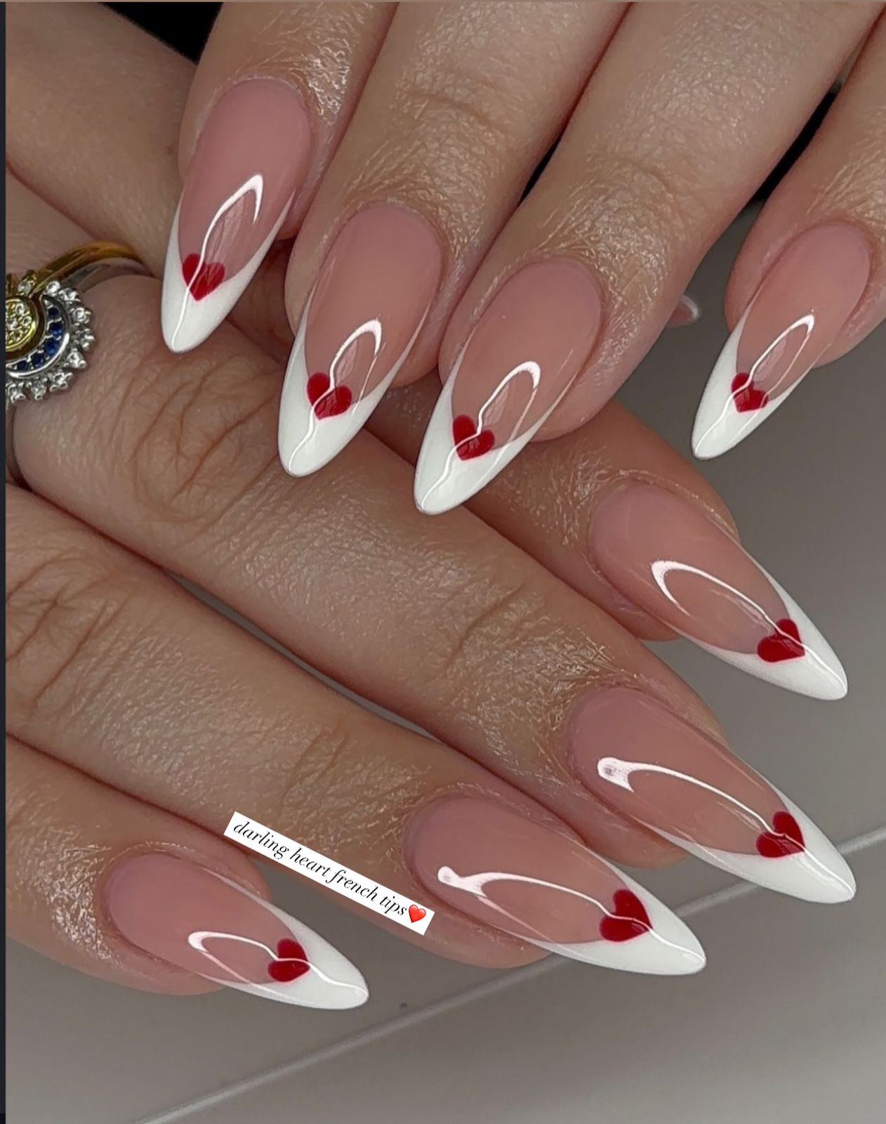 Darling Almond Heart French Tips