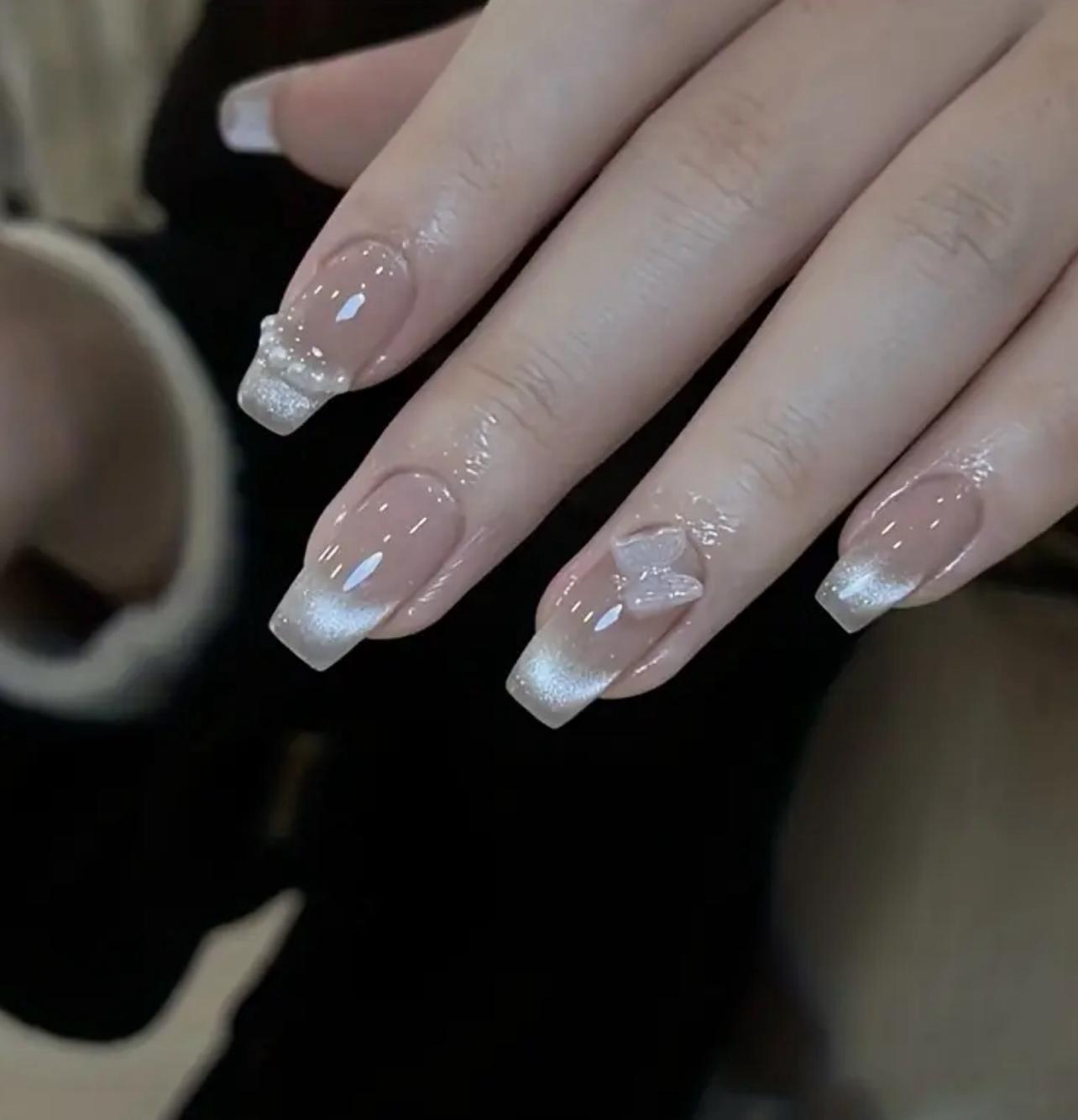 Jade Flutter Butterfly Nails 🤍✨🎀