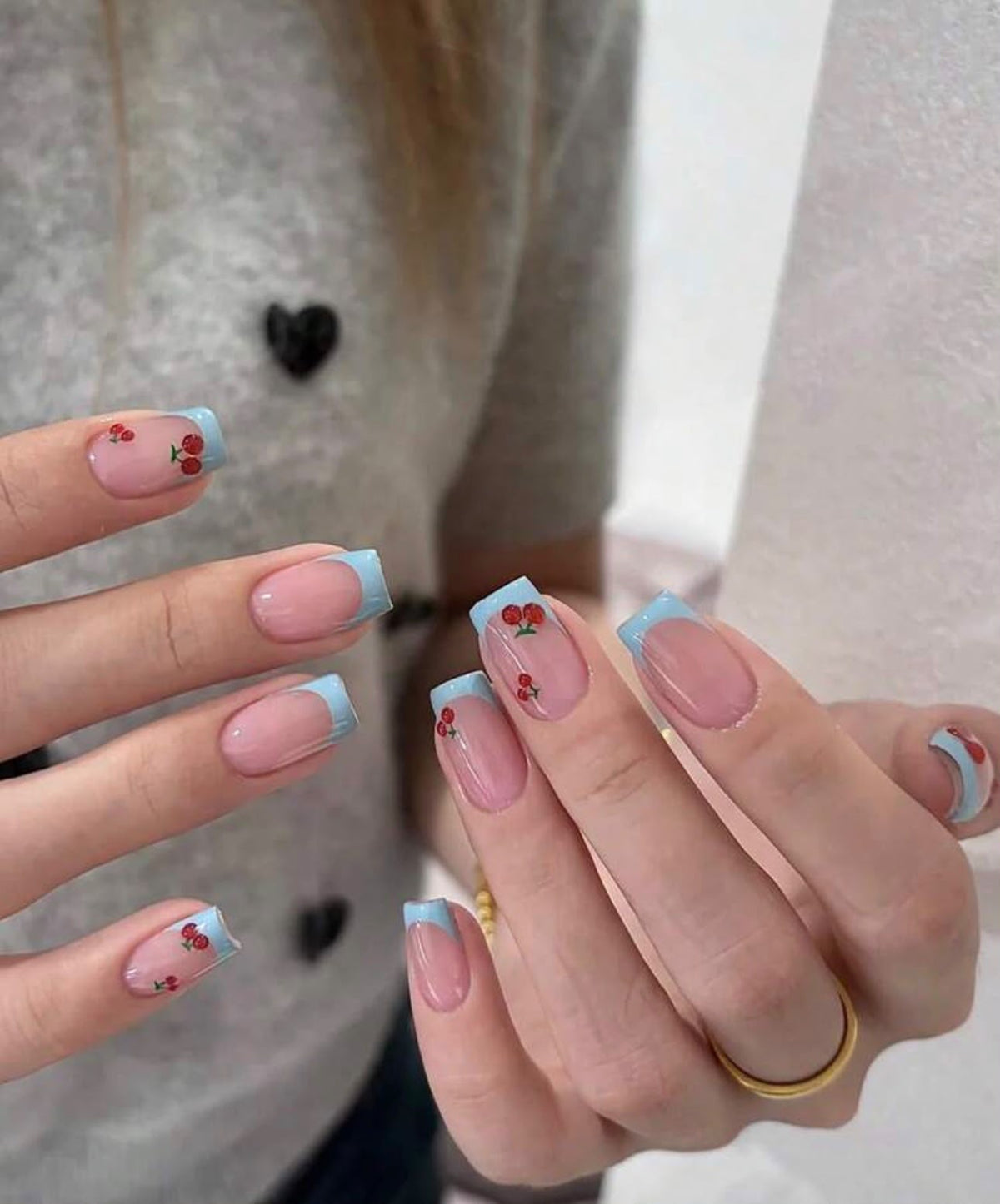 Cherry on Top Nails 🍒🩵